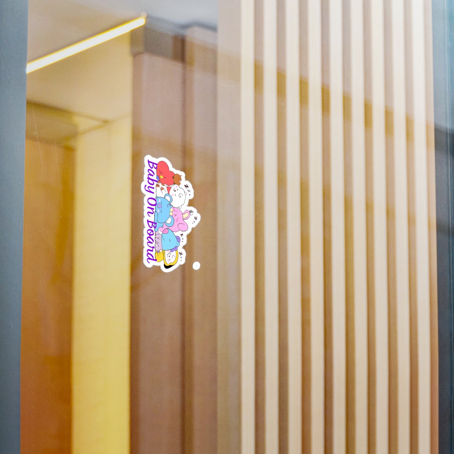 BTS BT21 Sleeping Babies - Baby On Board Vinyl Decals, Fun Stickers - Water, UV and Scratch Resistant!