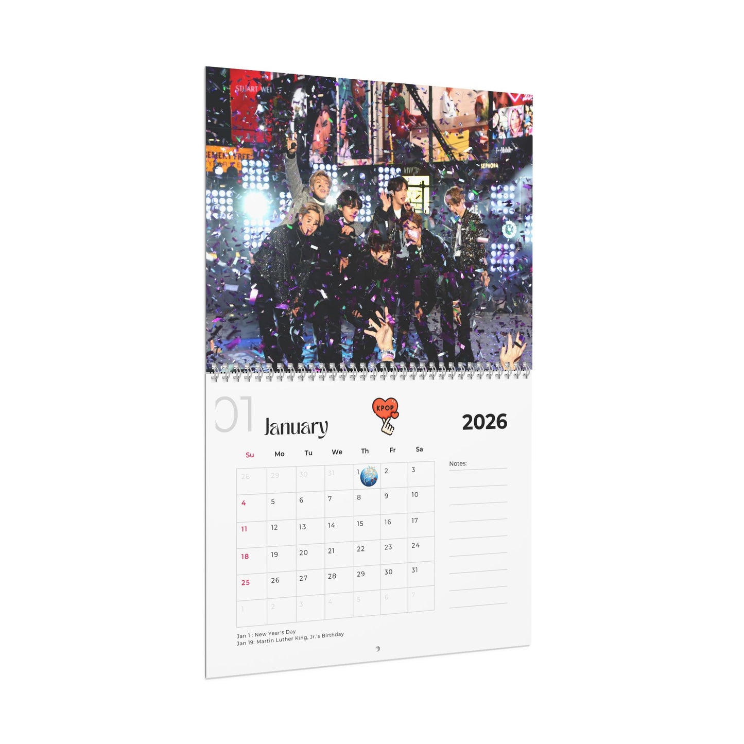 BTS 2026 Wall Calendar Monthly Planner KPop Gift