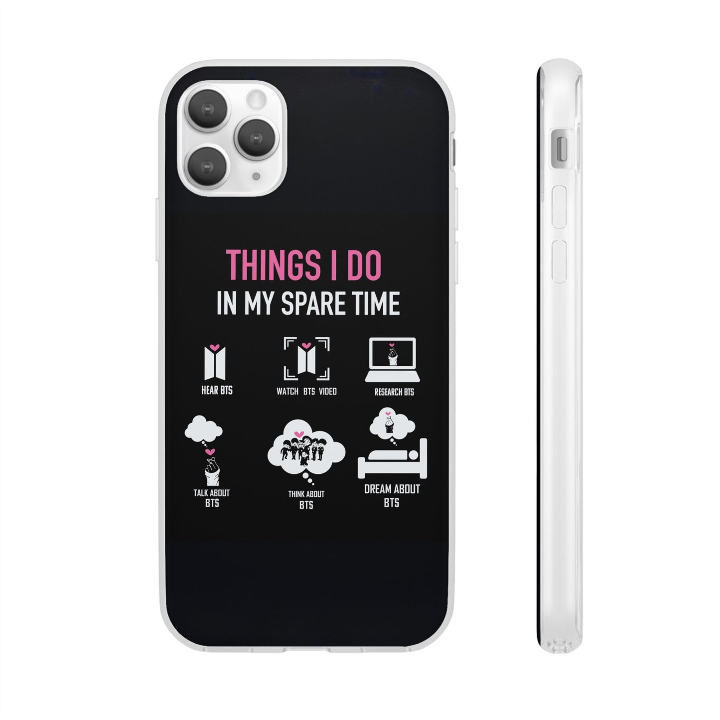 BTS Things I do in my spare time - B/W Cell Phone Case - iPhone, Samsung and Custom Covers -  K-Pop Phone Covers, Gifts for Fans, Stylish Cell Phone Accessories