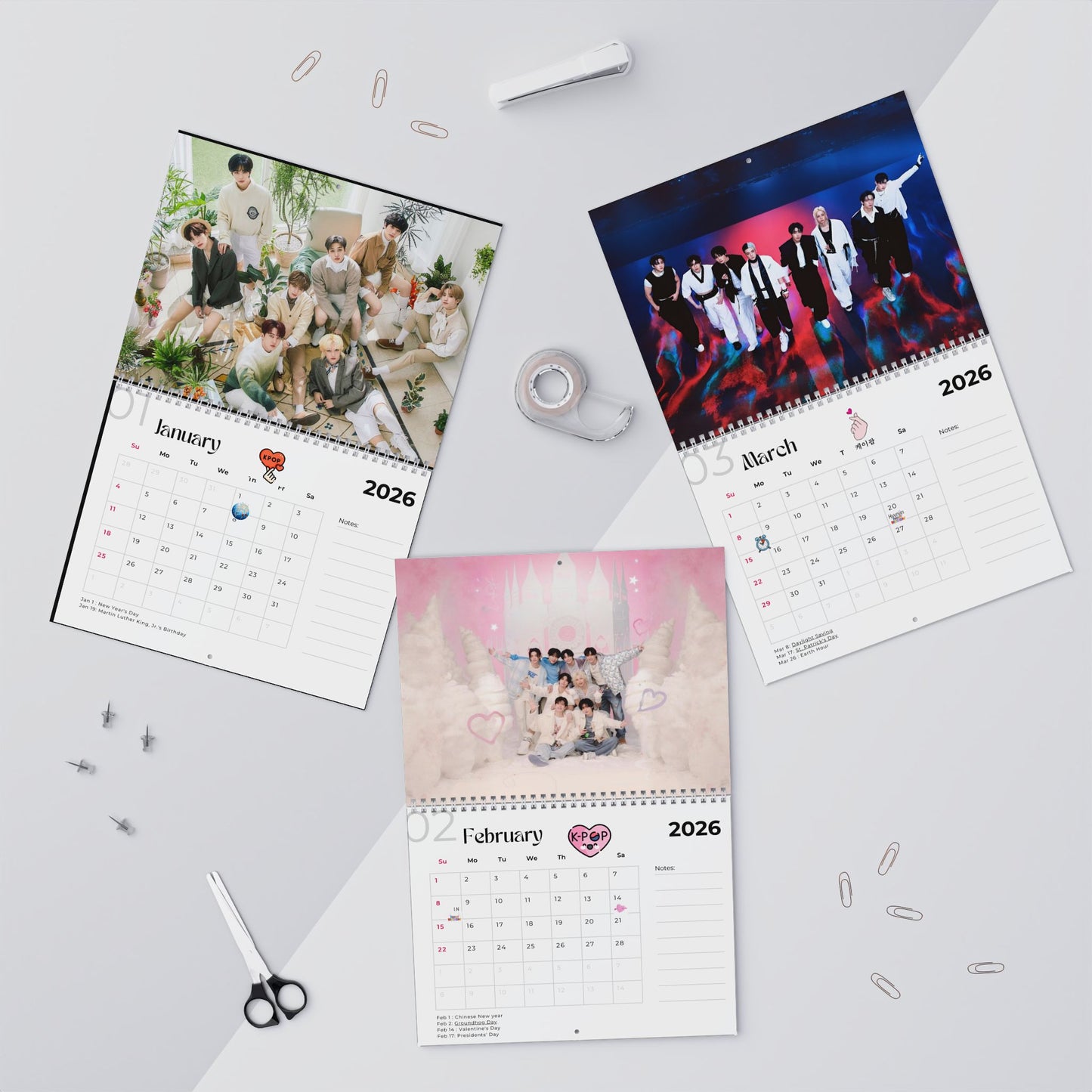 Stray Kids 2026 Wall Calendar Monthly Planner KPop Gift