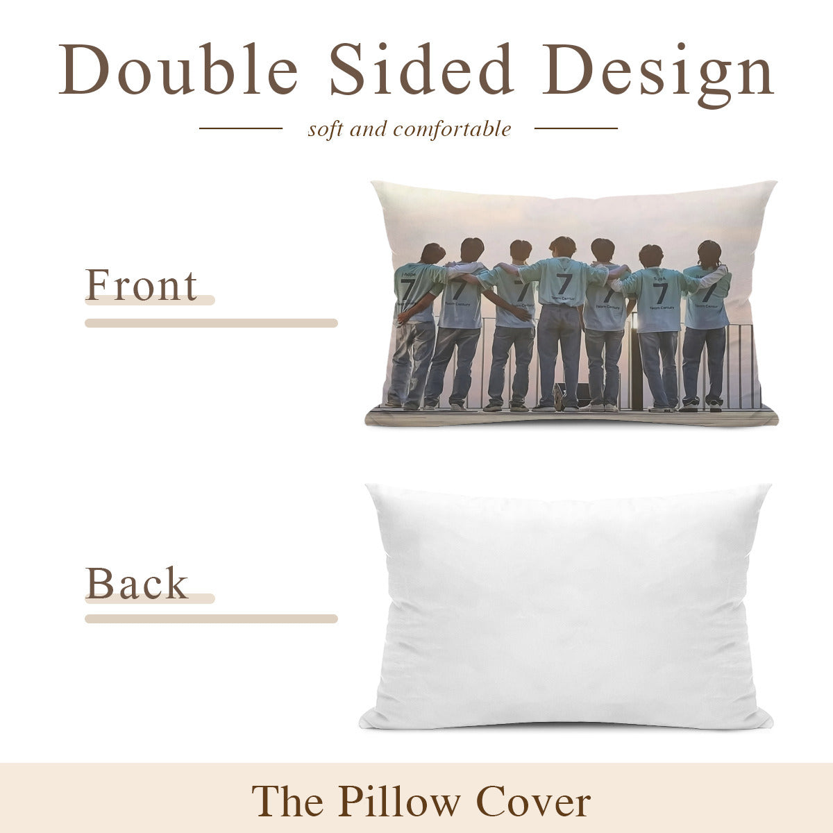 BTS We are 7 -  Full Body Pillow Case - Double Sided with two different photos full body pillowcases - 3 sizes! Great Kpop gift idea!