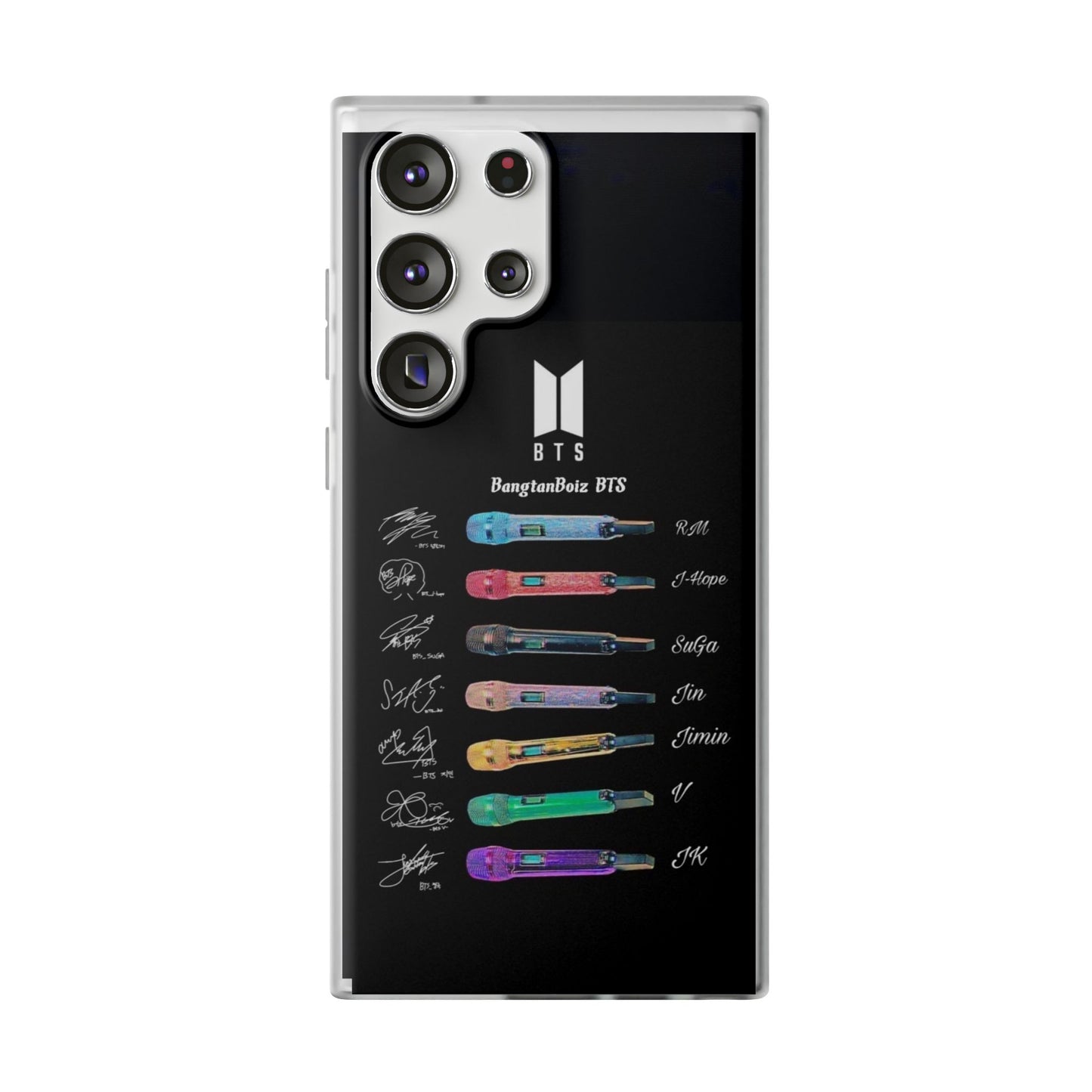 BTS OT7  Microphones & Signatures Cell Phone Case - iPhone, Samsung and Custom Covers -  K-Pop Phone Covers, Gifts for Fans, Stylish Cell Phone Accessories