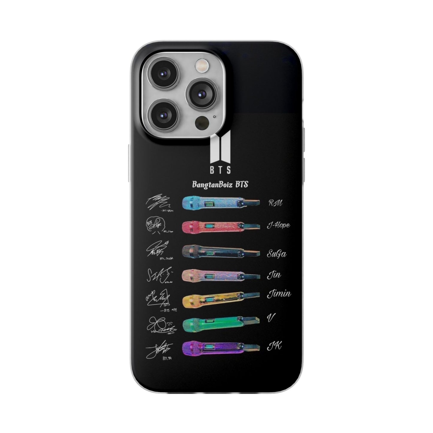BTS OT7  Microphones & Signatures Cell Phone Case - iPhone, Samsung and Custom Covers -  K-Pop Phone Covers, Gifts for Fans, Stylish Cell Phone Accessories