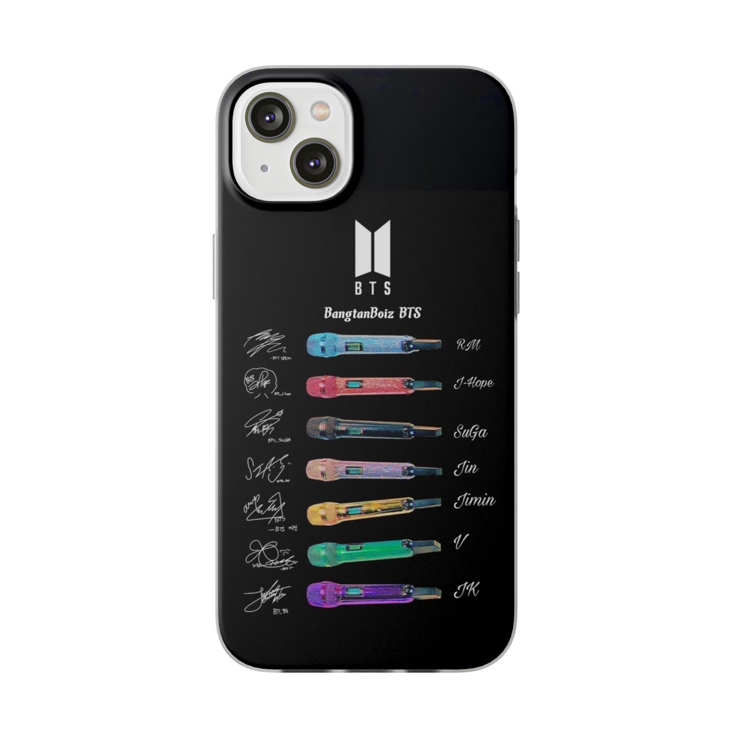 BTS OT7  Microphones & Signatures Cell Phone Case - iPhone, Samsung and Custom Covers -  K-Pop Phone Covers, Gifts for Fans, Stylish Cell Phone Accessories
