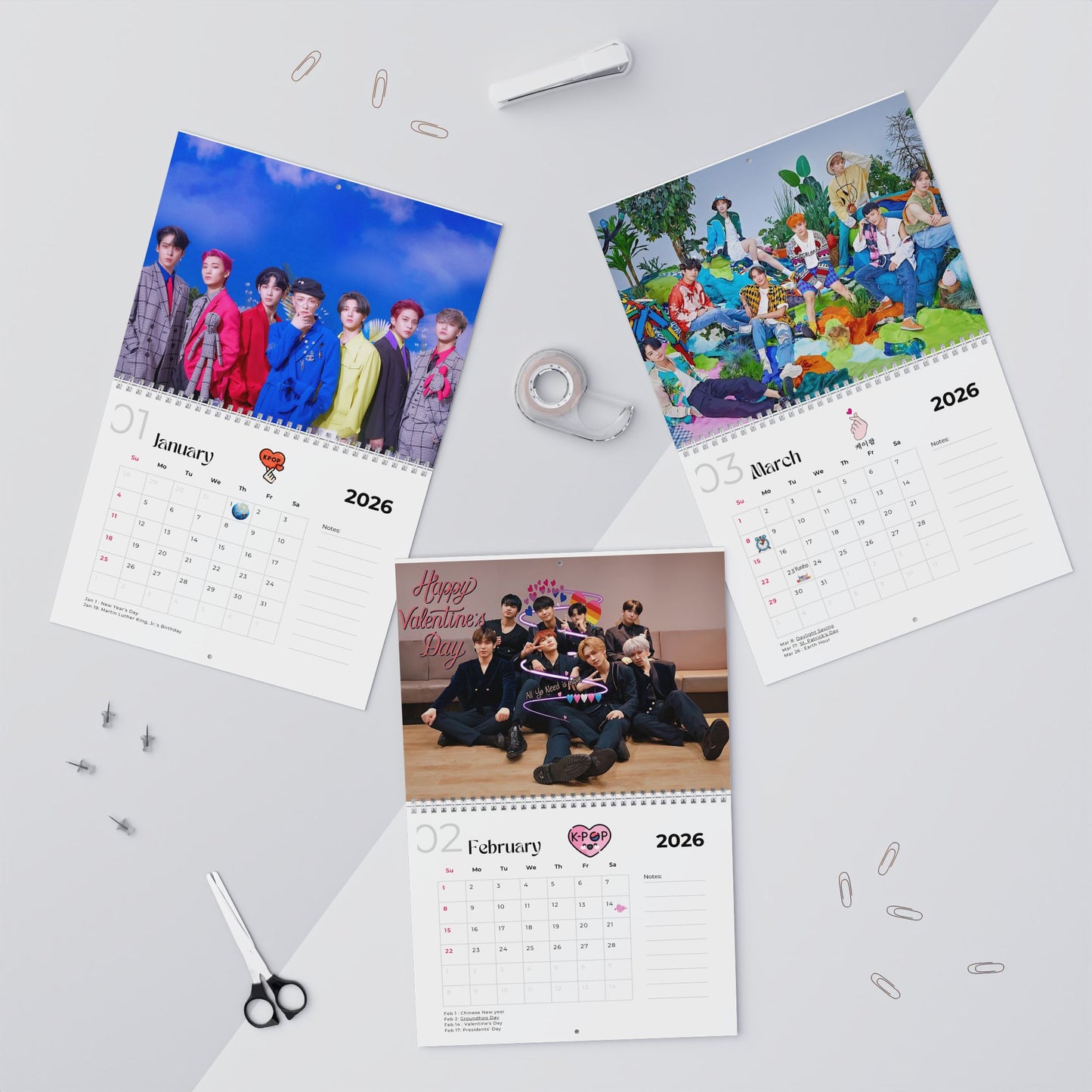 Ateez -  Aniteez - ATINY 2026 Wall Calendar Monthly Planner KPop Gift