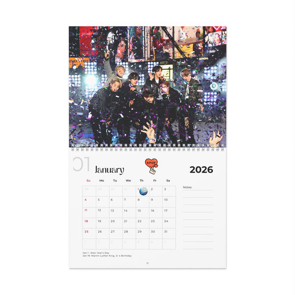 BTS 2026 Wall Calendar Monthly Planner KPop Gift