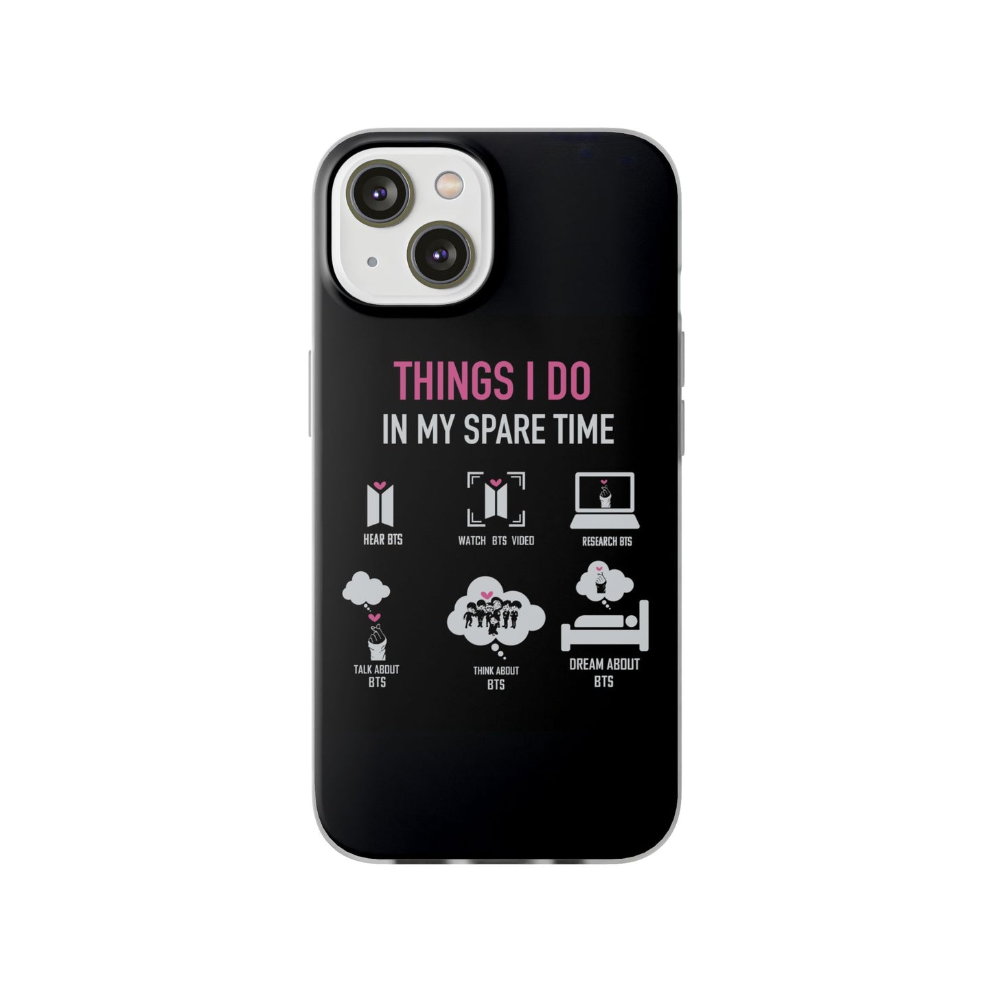 BTS Things I do in my spare time - B/W Cell Phone Case - iPhone, Samsung and Custom Covers -  K-Pop Phone Covers, Gifts for Fans, Stylish Cell Phone Accessories