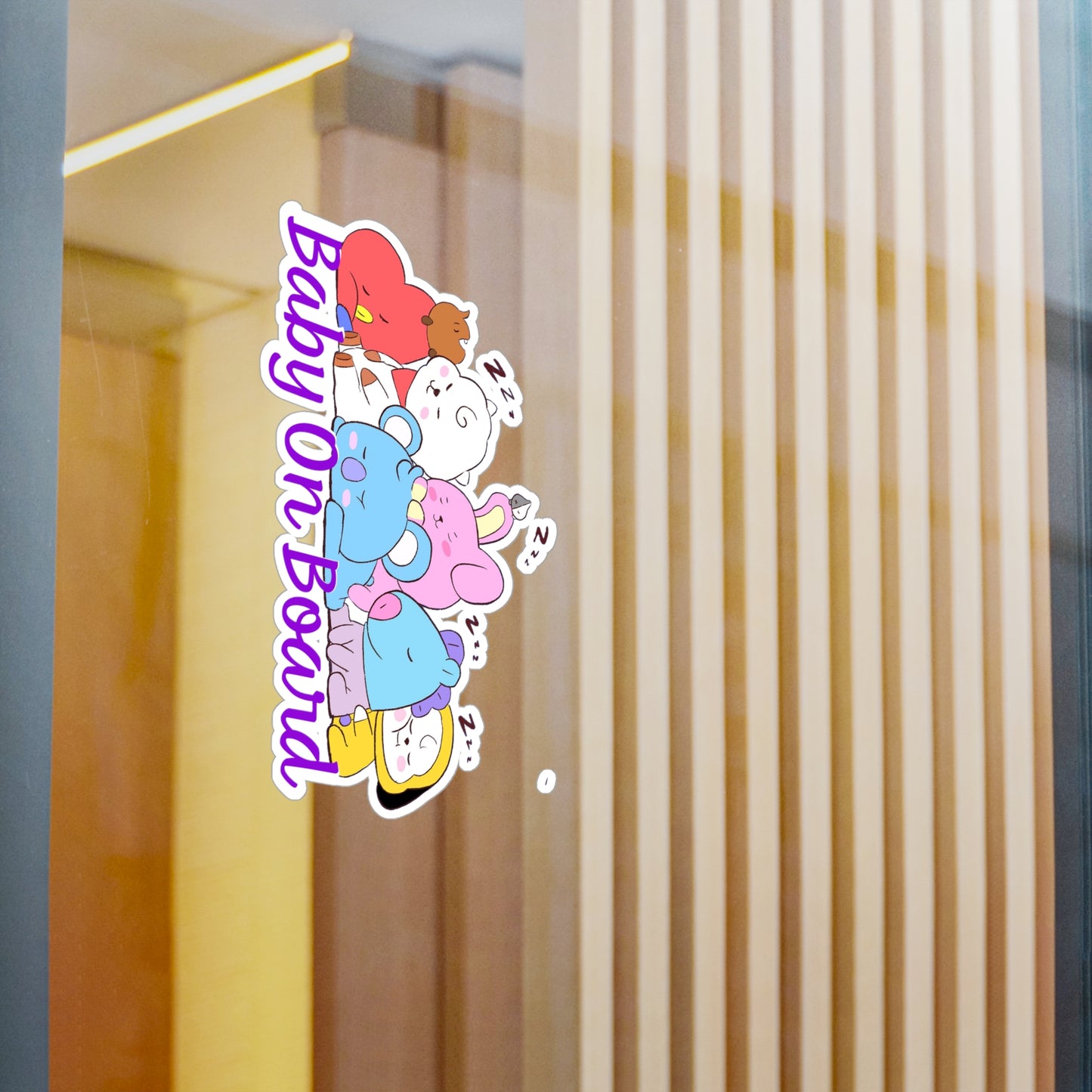 BTS BT21 Sleeping Babies - Baby On Board Vinyl Decals, Fun Stickers - Water, UV and Scratch Resistant!