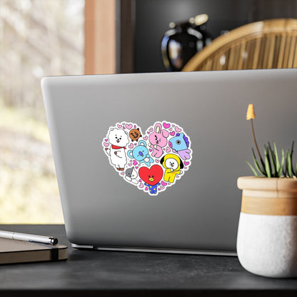 BTS BT21 In A Heart Vinyl Decals, Fun Stickers - Water, UV and Scratch Resistant!