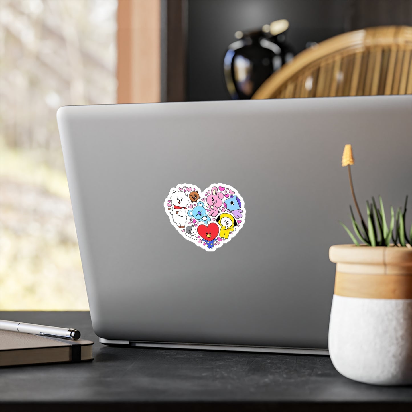BTS BT21 In A Heart Vinyl Decals, Fun Stickers - Water, UV and Scratch Resistant!