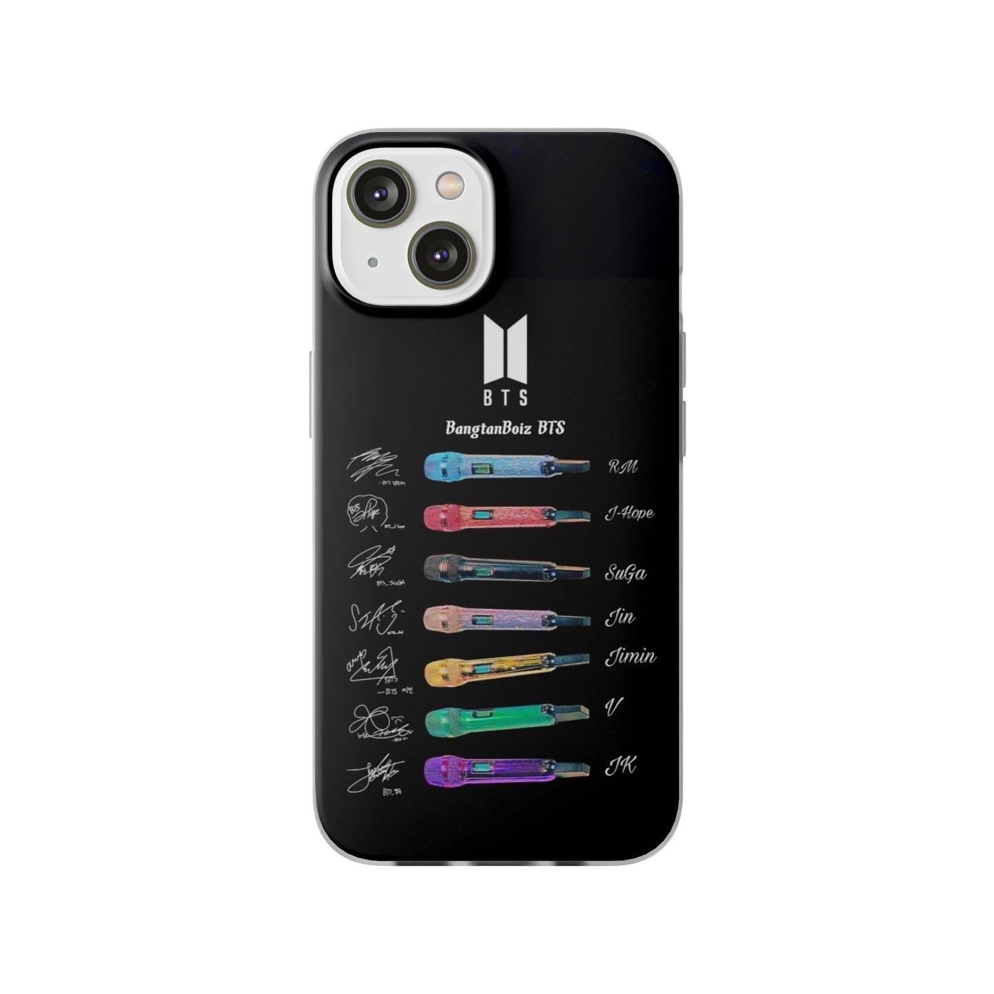 BTS OT7  Microphones & Signatures Cell Phone Case - iPhone, Samsung and Custom Covers -  K-Pop Phone Covers, Gifts for Fans, Stylish Cell Phone Accessories