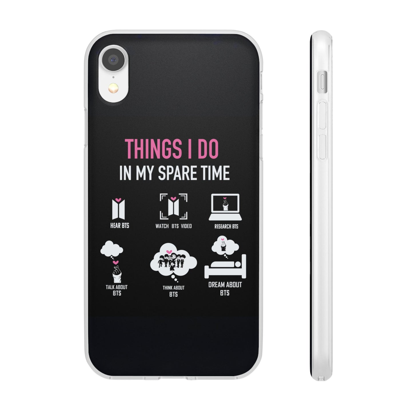 BTS Things I do in my spare time - B/W Cell Phone Case - iPhone, Samsung and Custom Covers -  K-Pop Phone Covers, Gifts for Fans, Stylish Cell Phone Accessories