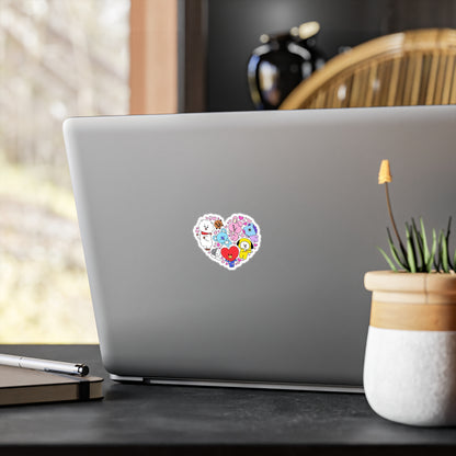 BTS BT21 In A Heart Vinyl Decals, Fun Stickers - Water, UV and Scratch Resistant!