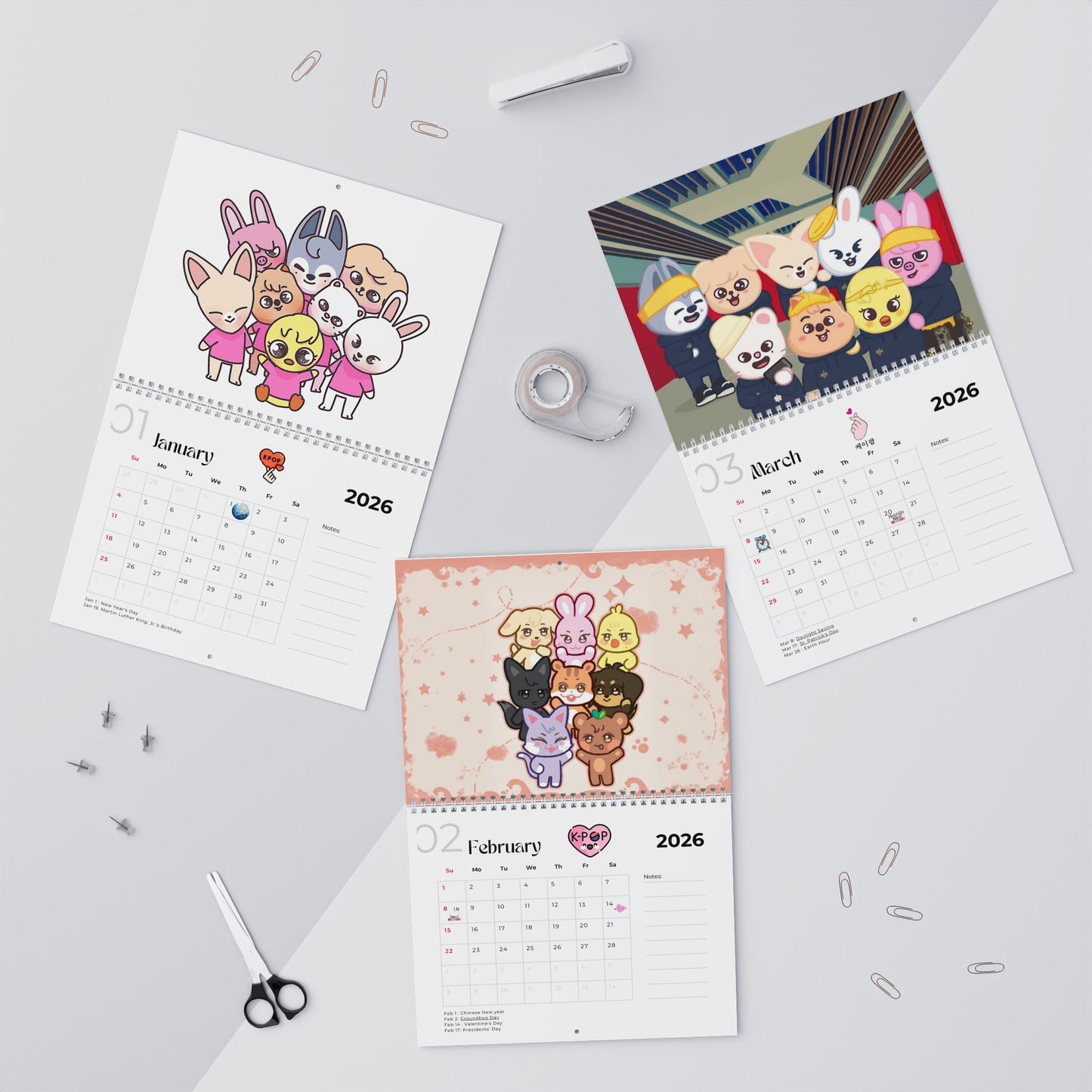 Stray Kids - Skzoo edition 2026 Wall Calendar Monthly Planner KPop Gift