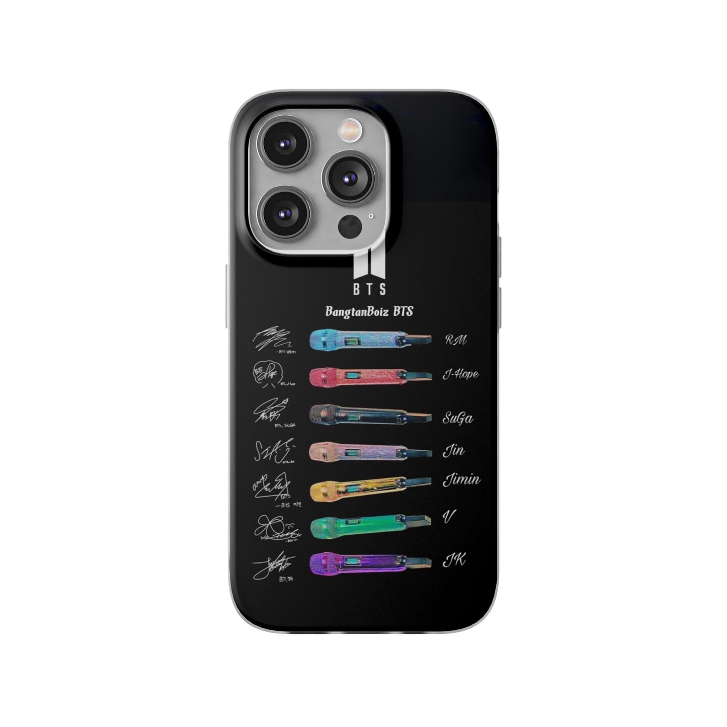 BTS OT7  Microphones & Signatures Cell Phone Case - iPhone, Samsung and Custom Covers -  K-Pop Phone Covers, Gifts for Fans, Stylish Cell Phone Accessories