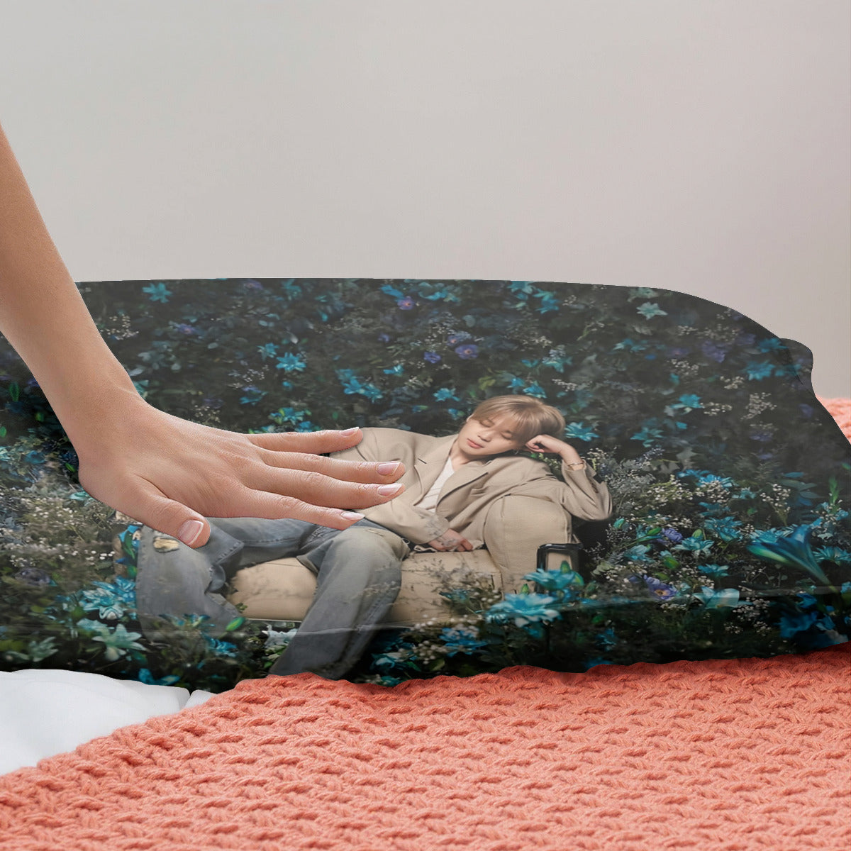 BTS Jimin Garden Photo Shoot Quilt Cover Four-Piece Set - Quilt cover, 2 Pillowcases and 1 Bed Sheet - ARMY bedroom decor! Blanket and sheet set