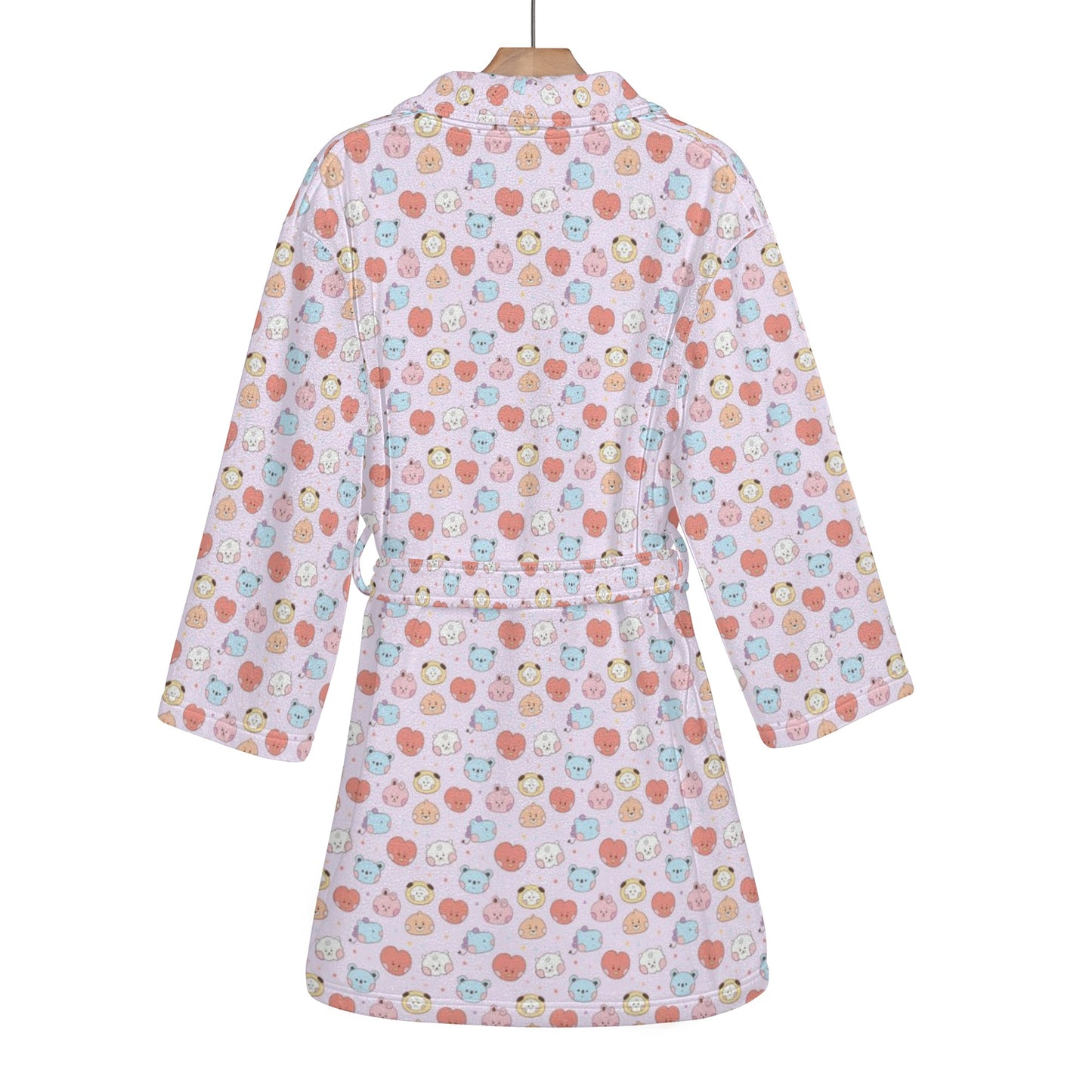 BTS BT21 Women's Short Robe with 2 front pockets with all-over printed design