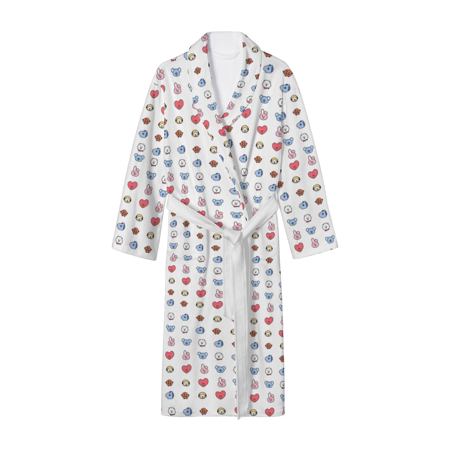 BTS BT21 Designed Women's Long Robe with 2 front pockets with all-over printed design
