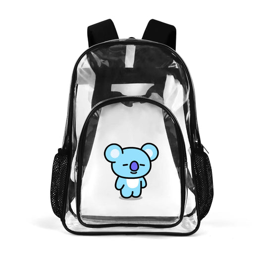 BTS BT21 Koya Clear Backpack 17 Inch PVC Transparent Bookbag