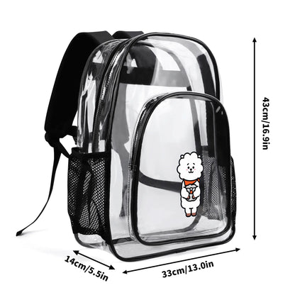 BTS BT21 RJ  Clear Backpack 17 Inch PVC Transparent Bookbag