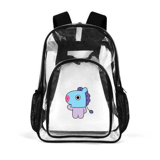BTS BT21 Mang Clear Backpack 17 Inch PVC Transparent Bookbag
