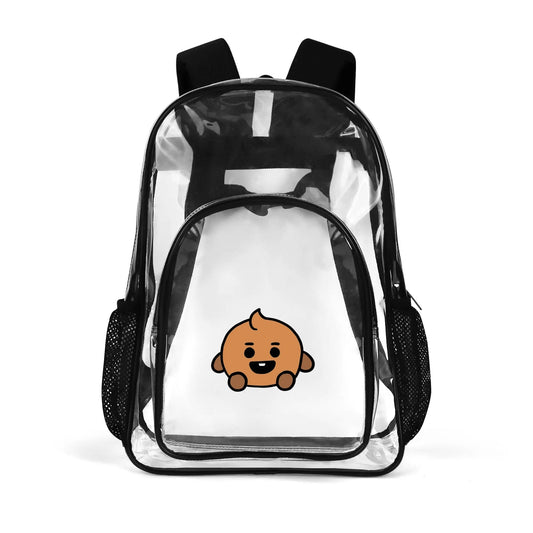 BTS BT21 Shooky Clear Backpack 17 Inch PVC Transparent Bookbag
