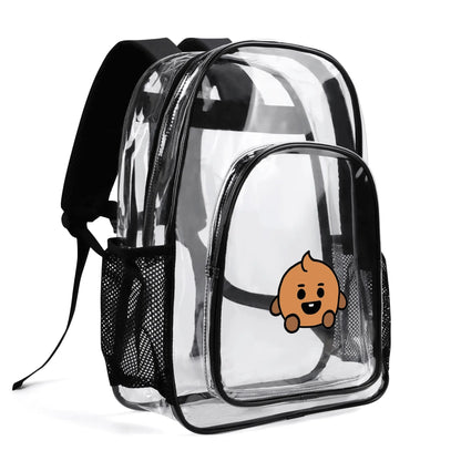 BTS BT21 Shooky Clear Backpack 17 Inch PVC Transparent Bookbag