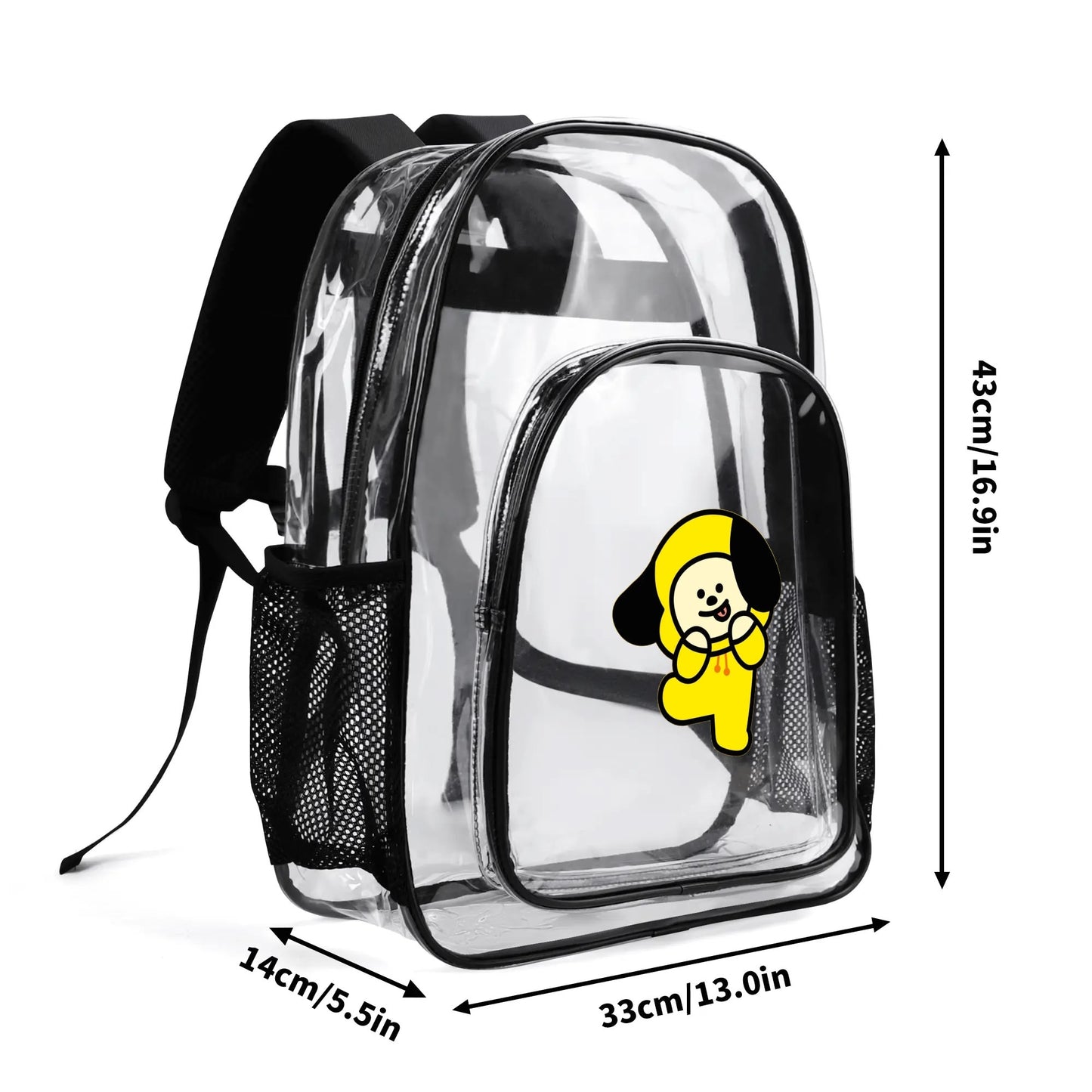 BTS BT21 Chimmy Clear Backpack 17 Inch PVC Transparent Bookbag