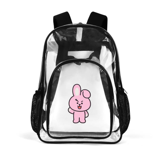 BTS BT21 Cooky Clear Backpack 17 Inch PVC Transparent Bookbag