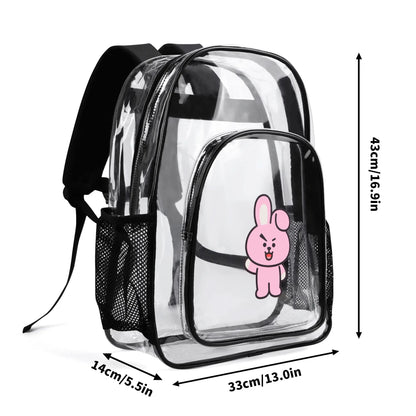 BTS BT21 Cooky Clear Backpack 17 Inch PVC Transparent Bookbag