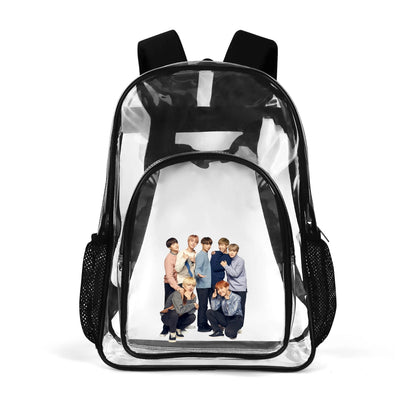 BTS OT7 Clear Backpack 17 Inch PVC Transparent Bookbag