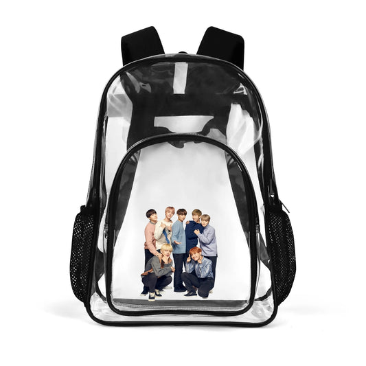 BTS OT7 Clear Backpack 17 Inch PVC Transparent Bookbag