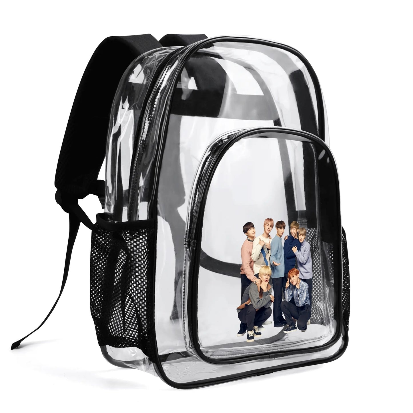 BTS OT7 Clear Backpack 17 Inch PVC Transparent Bookbag