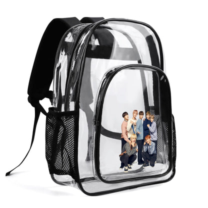 BTS OT7 Clear Backpack 17 Inch PVC Transparent Bookbag