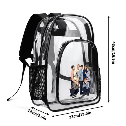 BTS OT7 Clear Backpack 17 Inch PVC Transparent Bookbag