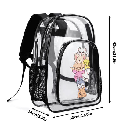 Stray Kids Skzoo Clear Backpack 17 Inch PVC Transparent Bookbag