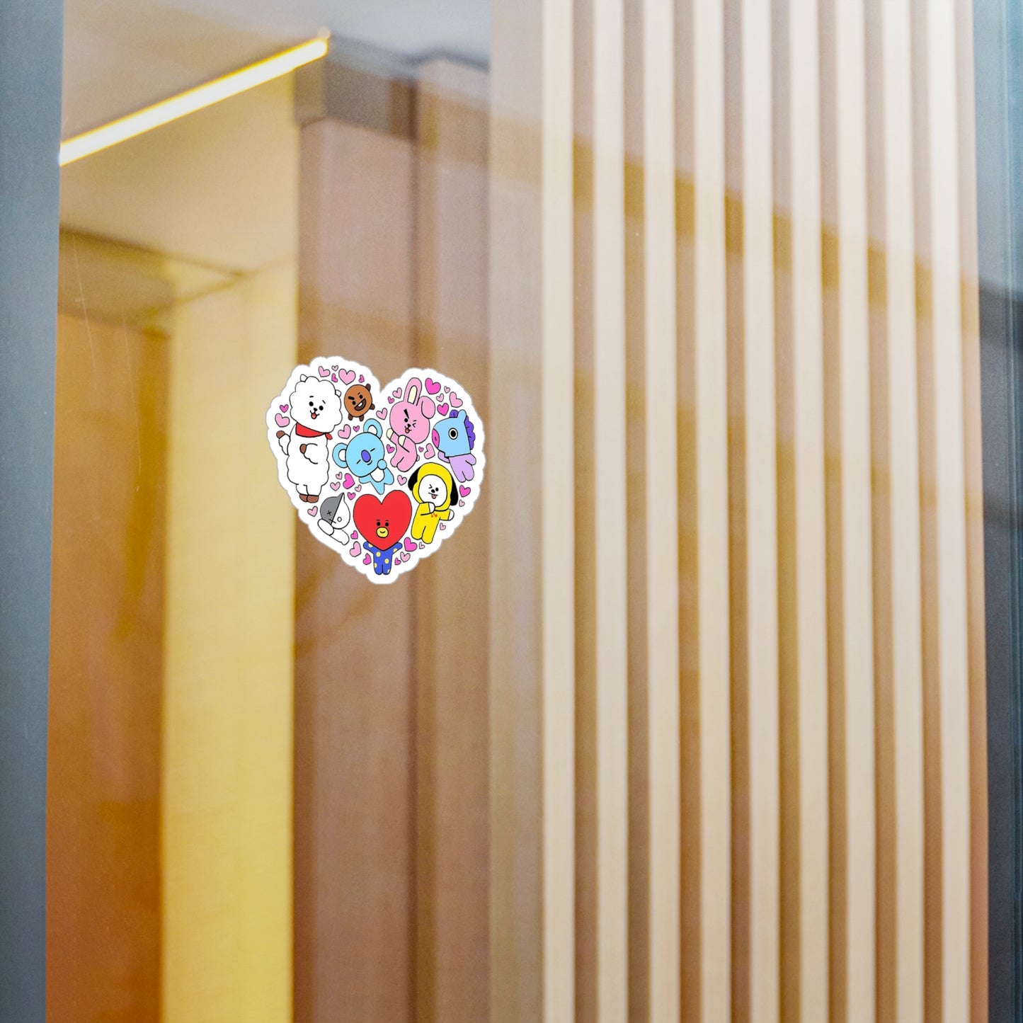 BTS BT21 In A Heart Vinyl Decals, Fun Stickers - Water, UV and Scratch Resistant!