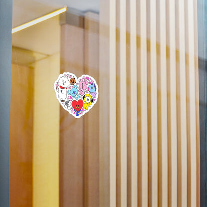 BTS BT21 In A Heart Vinyl Decals, Fun Stickers - Water, UV and Scratch Resistant!