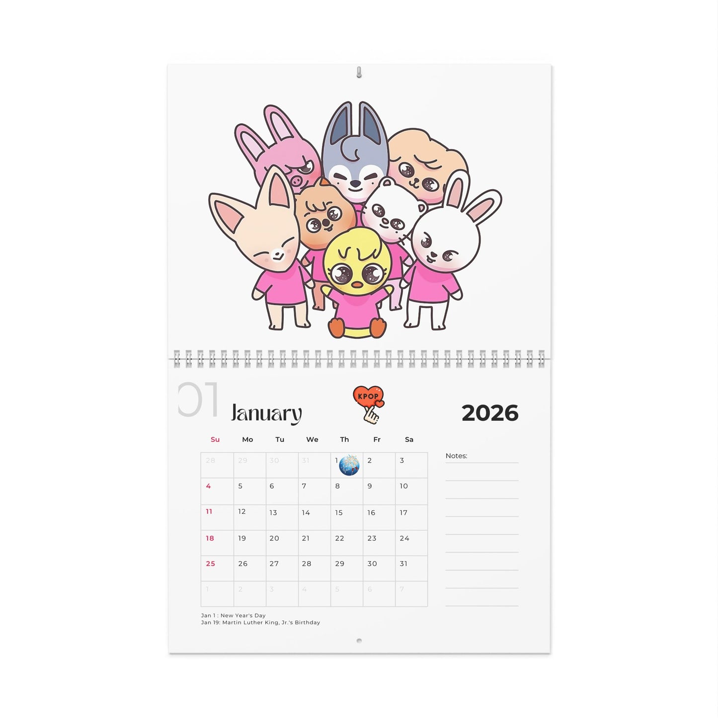 Stray Kids - Skzoo edition 2026 Wall Calendar Monthly Planner KPop Gift