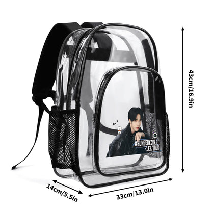 BTS RunSeokJin Jin Concert Tour Backpack - Double layer 17 Inch Clear Bag PVC See Through Transparent School Backpack