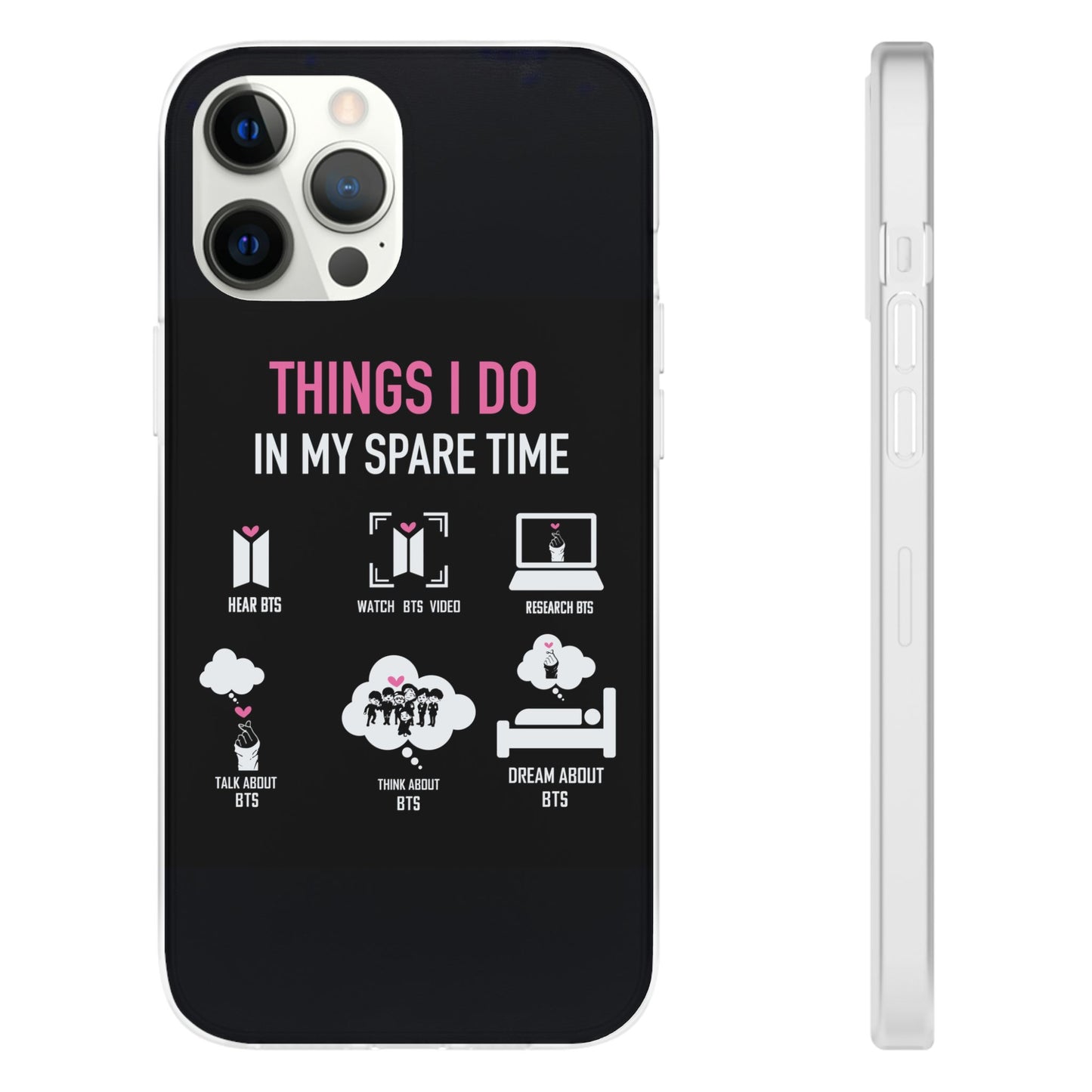 BTS Things I do in my spare time - B/W Cell Phone Case - iPhone, Samsung and Custom Covers -  K-Pop Phone Covers, Gifts for Fans, Stylish Cell Phone Accessories