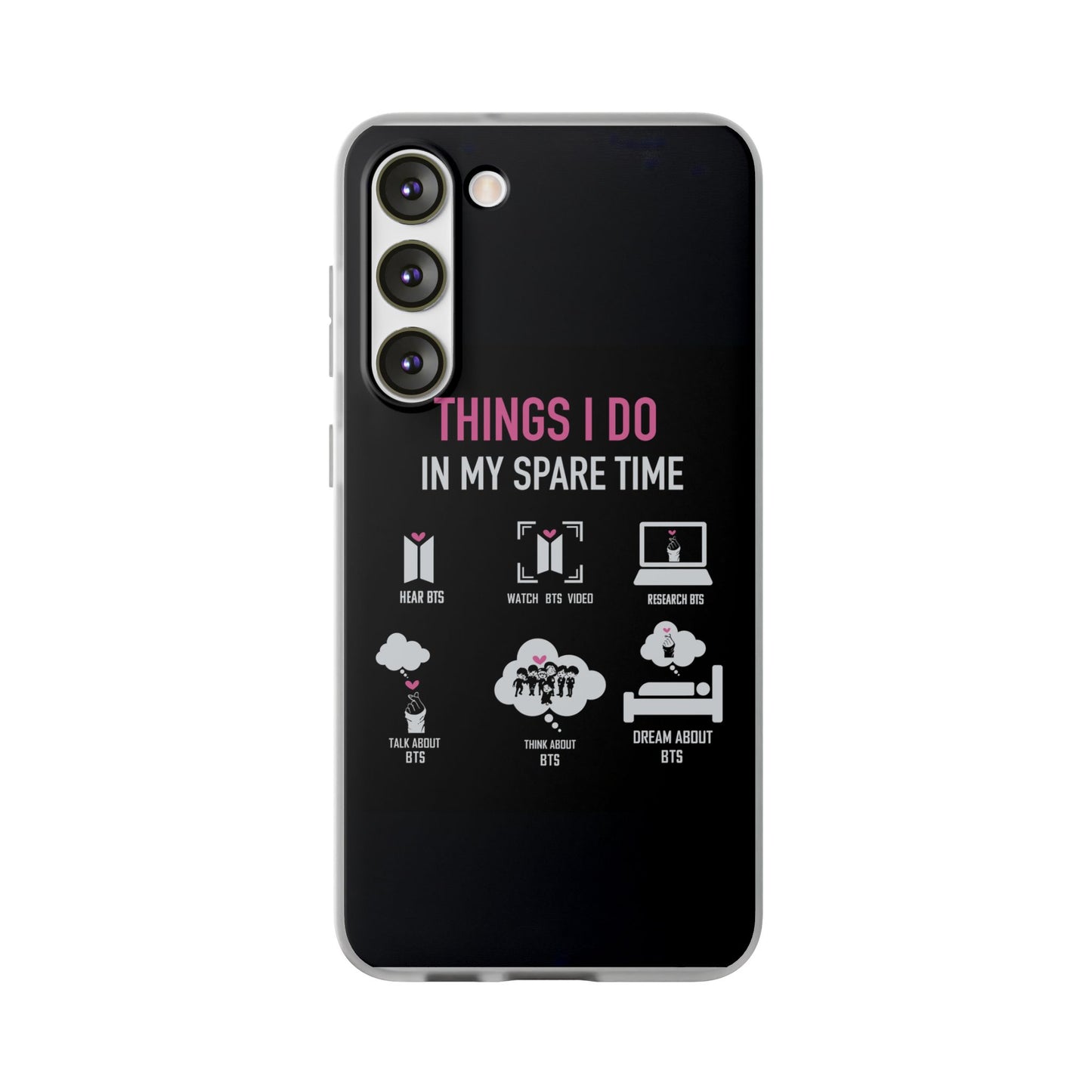BTS Things I do in my spare time - B/W Cell Phone Case - iPhone, Samsung and Custom Covers -  K-Pop Phone Covers, Gifts for Fans, Stylish Cell Phone Accessories
