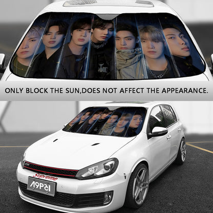 BTS OT7 Faces-  Now in 3 sizes! BT21 Car Windshield Sun Shade -  - Gift for Bangtan Fan, Army Car Sunshade BTS - K-Pop Car