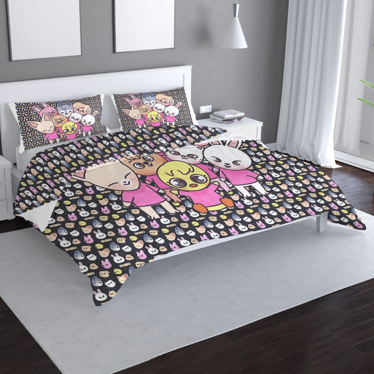 Stray Kids Skzoo Quilt Cover Three-Piece Set - Quilt cover & 2 Pillowcases! Duvet / Comforter Cover and pillowcase set