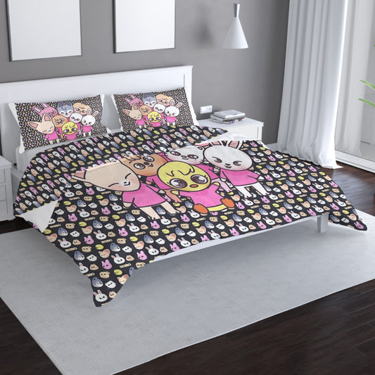 Stray Kids Skzoo Quilt Cover Three-Piece Set - Quilt cover & 2 Pillowcases! Duvet / Comforter Cover and pillowcase set