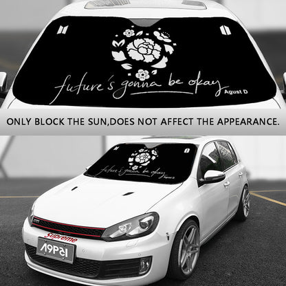 BTS Car Sun Shade - Lotus Flower Agust D - Future's Gonna Be Okay  - Car Window Shade - Bangtan Army Car Sunshade BTS - K-Pop Car