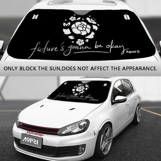 BTS Car Sun Shade - Lotus Flower Agust D - Future's Gonna Be Okay  - Car Window Shade - Bangtan Army Car Sunshade BTS - K-Pop Car