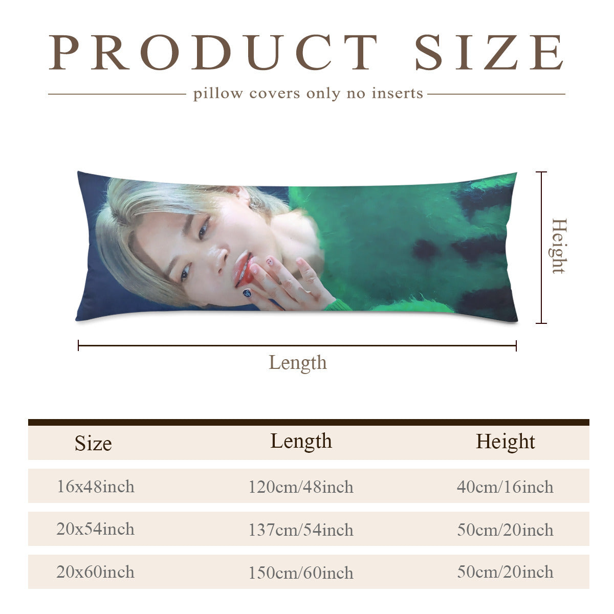 BTS Jimin Full body pillow case - 2 different stunning photos of Jimin! 3 sizes - double sided pillow covers