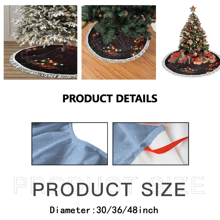 Seventeen Carat Holiday Sled Light Blue Holiday Tree Skirt – Plush Christmas Tree Skirt - Soft, Cozy & Festive Decor