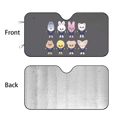 Stray Kids SKZOO Car Sun Shade - Windshield Cover - Car accessory , Gift for kpop Fan Car sun visor -sun blocker - Windshield heat shield